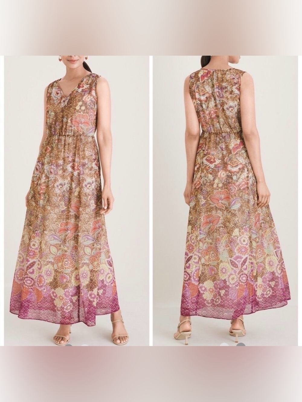 Chico’s Floral Boho Maxi Dress Size 8 (Chico’s 1)